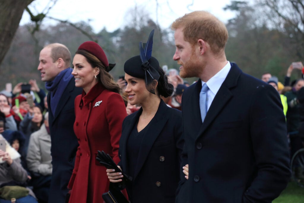 Prince William, Kate Middleton, Meghan Markle, and Prince Harry in December of 2018.