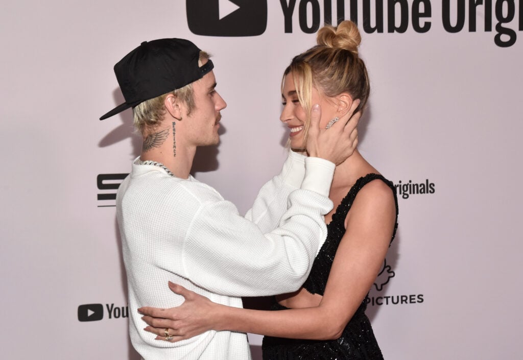 Justin Bieber and Hailey Bieber at a premiere